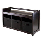 Addison 4-Pc Storage Bench with 3 Foldable Fabric Baskets - 37.4 W x 13.3 D x 20.8 H