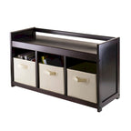 Addison 4-Pc Storage Bench with 3 Foldable Fabric Baskets - 37.4 W x 13.3 D x 20.8 H