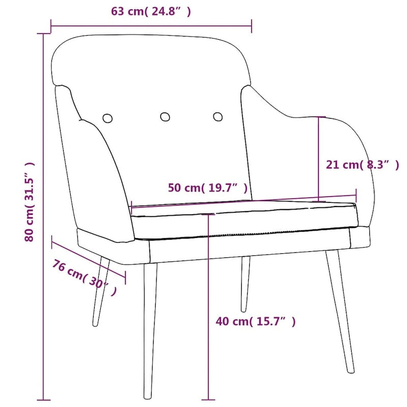 vidaXL Armchair Dark Gray 24.8 x29.9 x31.5  Fabric - 24.8  x 29.9  x 31.5