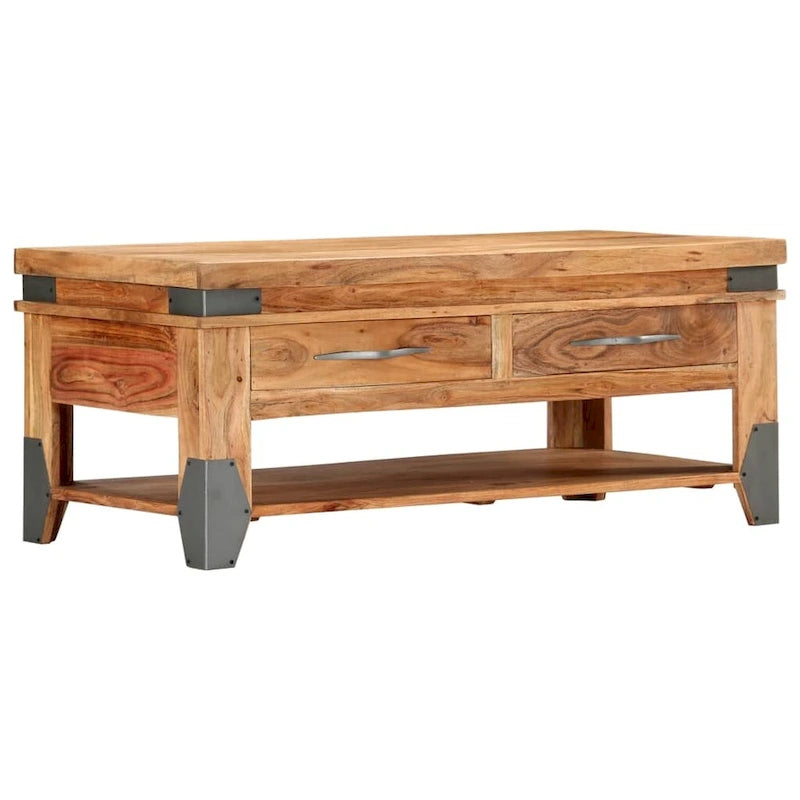 vidaXL Coffee Table 43.3 x20.5 x17.7  Solid Acacia Wood - 43.3  x 20.5  x 17.7