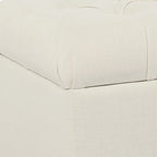 Fabric Upholstered Button Tufted Wooden Bench With Hinged Storage, White and Brown - 18 H x 40 W x 18 L Inches
