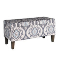 Versatile Multicolor Damask Pattern Bench with Hinged Storage - 36  x 16  x 18 