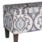 Versatile Multicolor Damask Pattern Bench with Hinged Storage - 36  x 16  x 18