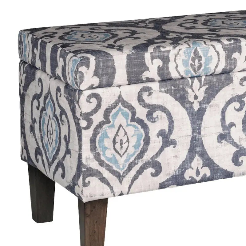 Versatile Multicolor Damask Pattern Bench with Hinged Storage - 36  x 16  x 18