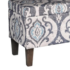 Versatile Multicolor Damask Pattern Bench with Hinged Storage - 36  x 16  x 18