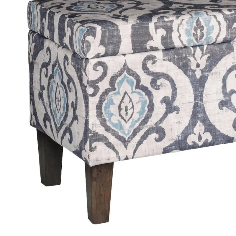 Versatile Multicolor Damask Pattern Bench with Hinged Storage - 36  x 16  x 18