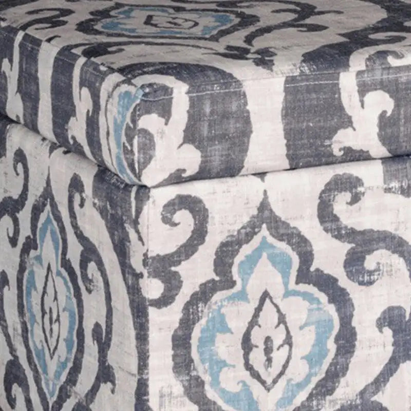 Versatile Multicolor Damask Pattern Bench with Hinged Storage - 36  x 16  x 18