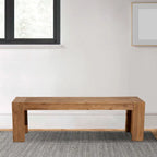 Solid Acacia Wood Bench with Bracket Legs, Brown - 18 H x 58 W x 16 L Inches