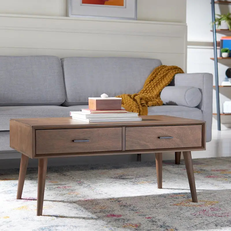 SAFAVIEH Sister Mid-Century 2-Drawer Coffee Table - 37.8  W x 19  L x 17.8  H - 38Wx19Dx18H