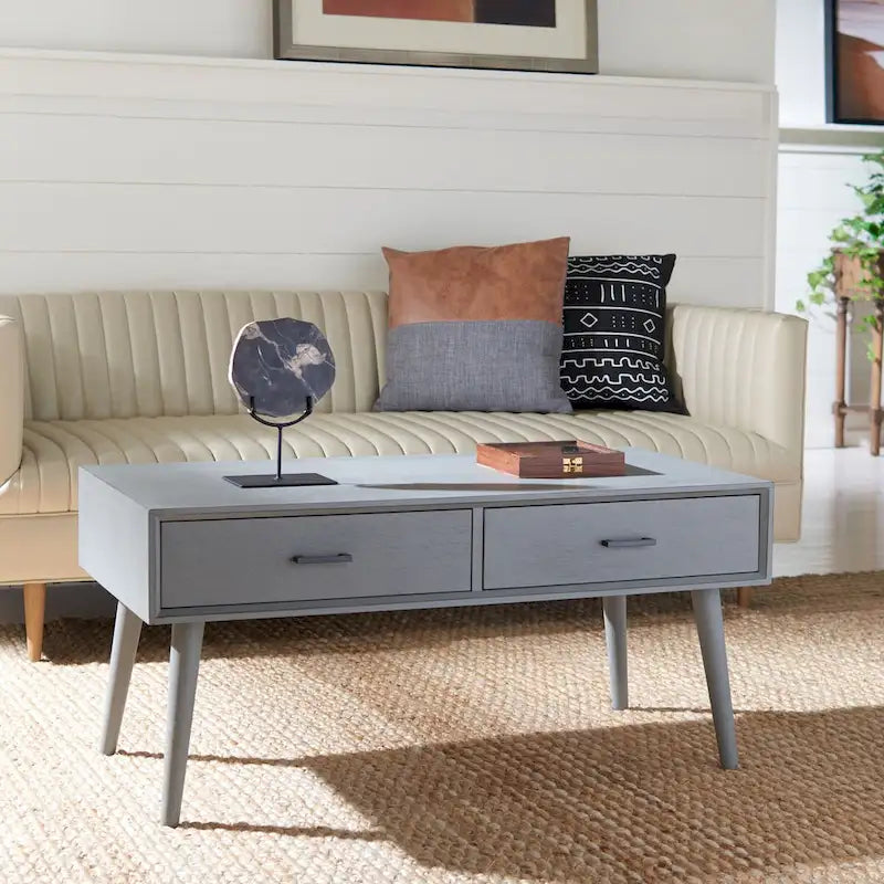 SAFAVIEH Sister Mid-Century 2-Drawer Coffee Table - 37.8  W x 19  L x 17.8  H - 38Wx19Dx18H