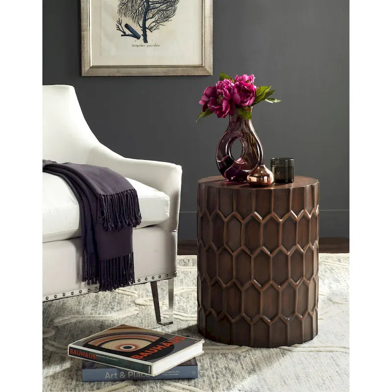 SAFAVIEH Thomasina Antique Copper Side Tables - 15  x 15  x 19.5  - 15Wx15Dx20H