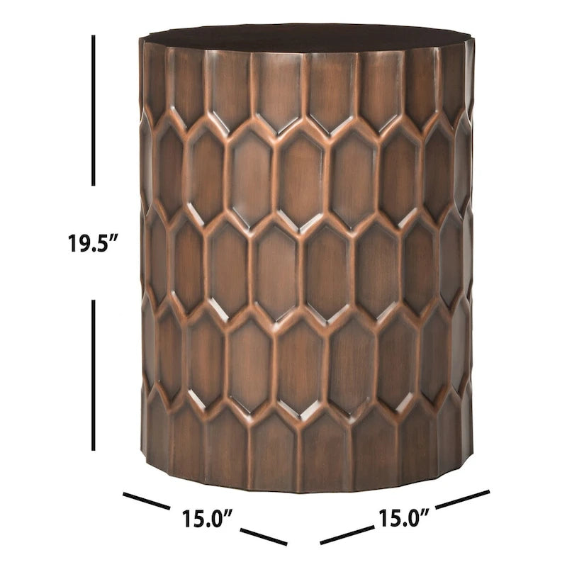 SAFAVIEH Thomasina Antique Copper Side Tables - 15  x 15  x 19.5  - 15Wx15Dx20H