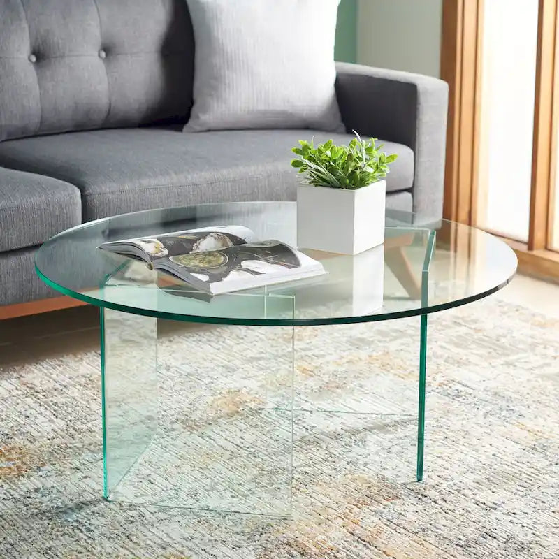 SAFAVIEH Annice Tempered Glass Coffee Table - 35  W x 35  D x 16  H - 35Wx35Dx16H