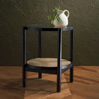 SAFAVIEH Couture Alberdine Rattan/Glass Accent Table - 23 In. W x 23 In. D x 24 In. H - 23 W x 23 D x 24 H