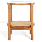 SAFAVIEH Couture Alberdine Rattan/Glass Accent Table - 23 In. W x 23 In. D x 24 In. H - 23 W x 23 D x 24 H