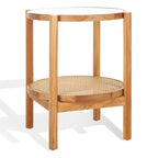 SAFAVIEH Couture Alberdine Rattan/Glass Accent Table - 23 In. W x 23 In. D x 24 In. H - 23 W x 23 D x 24 H