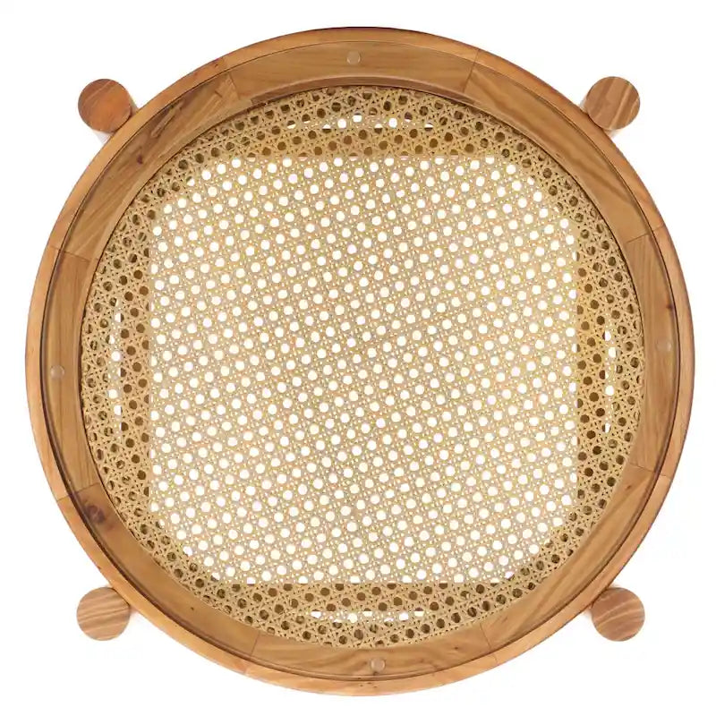 SAFAVIEH Couture Alberdine Rattan/Glass Accent Table - 23 In. W x 23 In. D x 24 In. H - 23 W x 23 D x 24 H