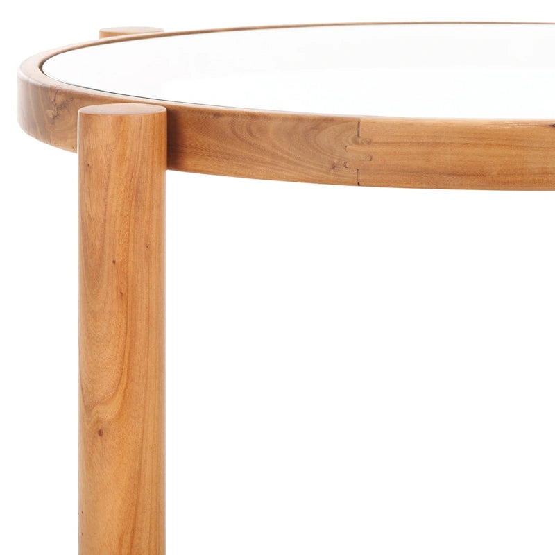 SAFAVIEH Couture Alberdine Rattan/Glass Accent Table - 23 In. W x 23 In. D x 24 In. H - 23 W x 23 D x 24 H