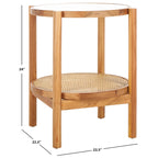 SAFAVIEH Couture Alberdine Rattan/Glass Accent Table - 23 In. W x 23 In. D x 24 In. H - 23 W x 23 D x 24 H
