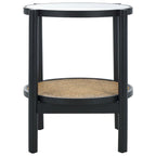 SAFAVIEH Couture Alberdine Rattan/Glass Accent Table - 23 In. W x 23 In. D x 24 In. H - 23 W x 23 D x 24 H