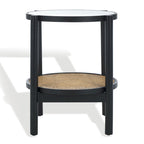 SAFAVIEH Couture Alberdine Rattan/Glass Accent Table - 23 In. W x 23 In. D x 24 In. H - 23 W x 23 D x 24 H