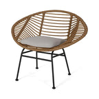 Modern Basket Chair Set with Water-Resistant Cushions and Steel Frame - Set of 2 Outdoor Chairs (No Tables)