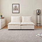 Armless Accent Chair, Single Sofa Couch with Ottoman - Compact Design, Space-Saving Seating for Living Room, Bedroom