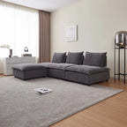 Armless Accent Chair, Single Sofa Couch with Ottoman - Compact Design, Space-Saving Seating for Living Room, Bedroom