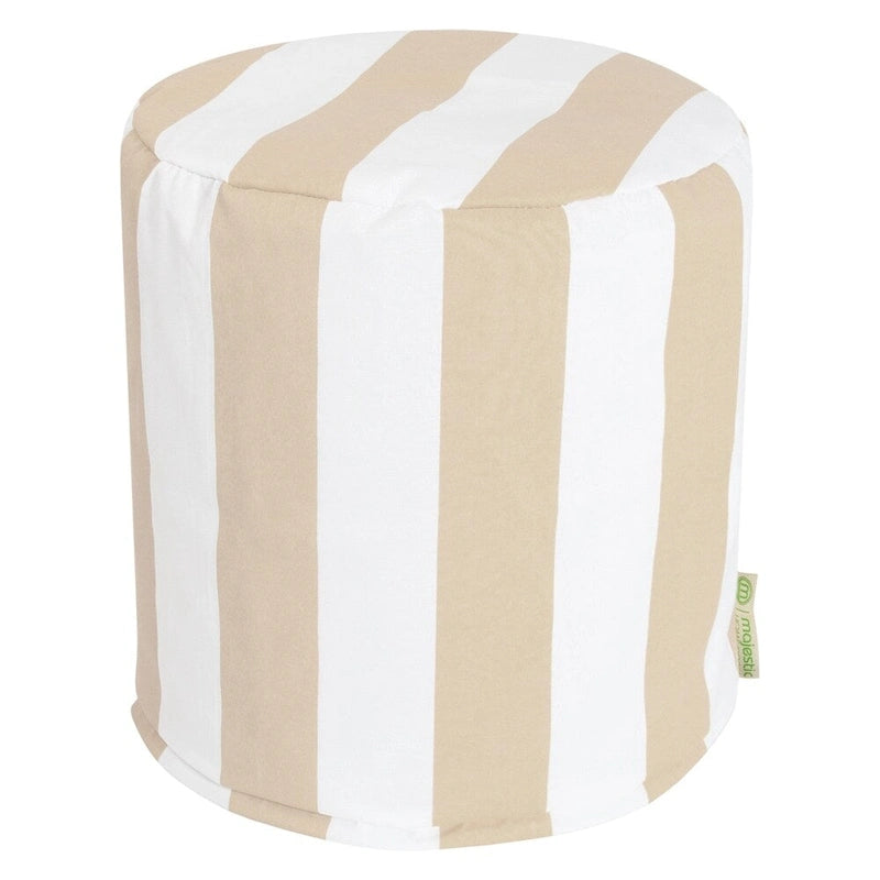 Majestic Home Goods Vertical Stripe Indoor / Outdoor Ottoman Pouf 16  L x 16  W x 17  H