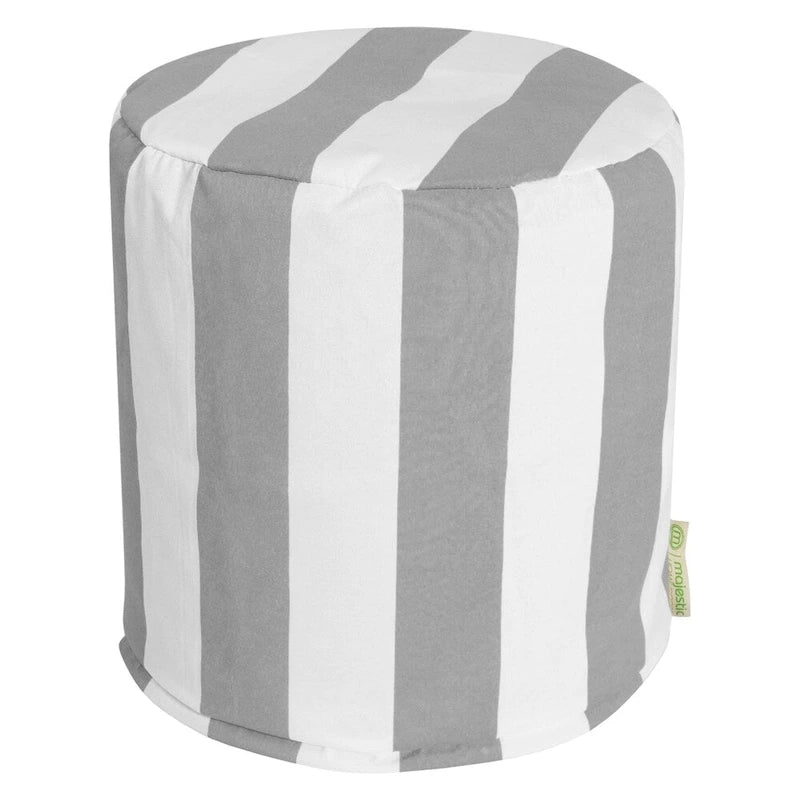 Majestic Home Goods Vertical Stripe Indoor / Outdoor Ottoman Pouf 16  L x 16  W x 17  H