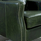 Essex Distressed Green Top Grain Leather Sofa and Chair Set