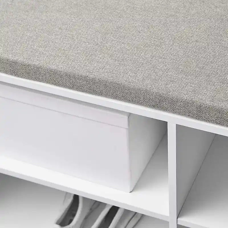 Yak About It - Double Seater Storage Bench with Top Cushion - White by White