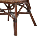 19 Inch Classic Wood Armless Chair, Rattan, Curved Back, Dual Toned, Brown