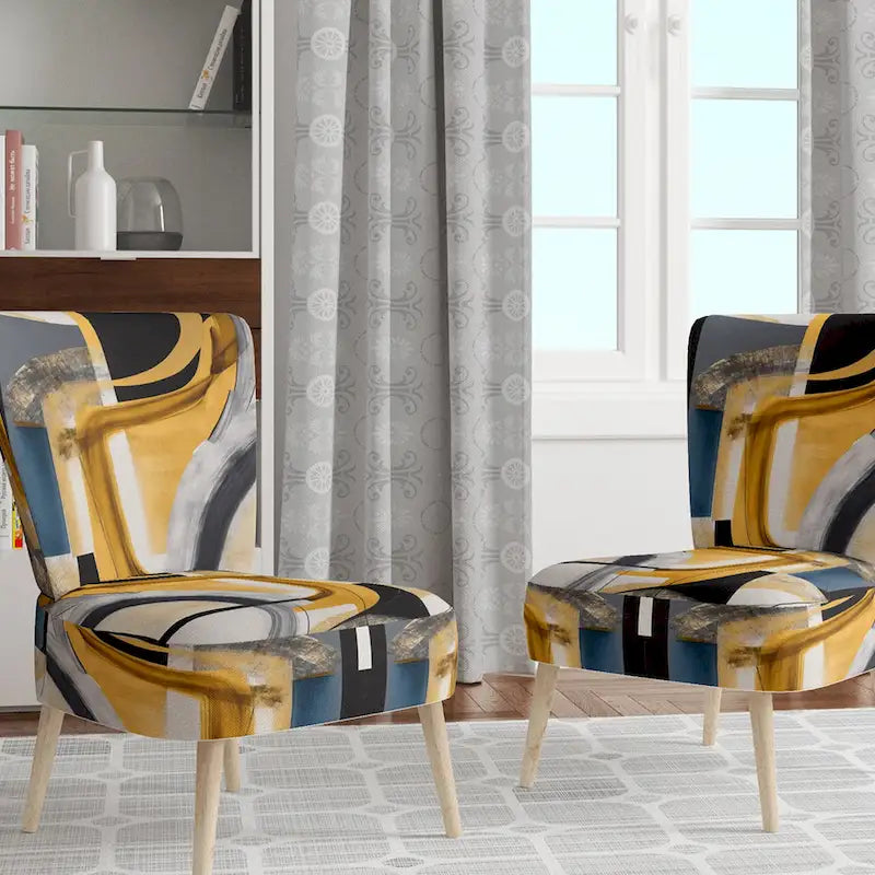 Designart  Glam Gold And Black Expression IV  Upholstered Modern & Contemporary Accent Chair and Modern & Contemporary Arm Chair