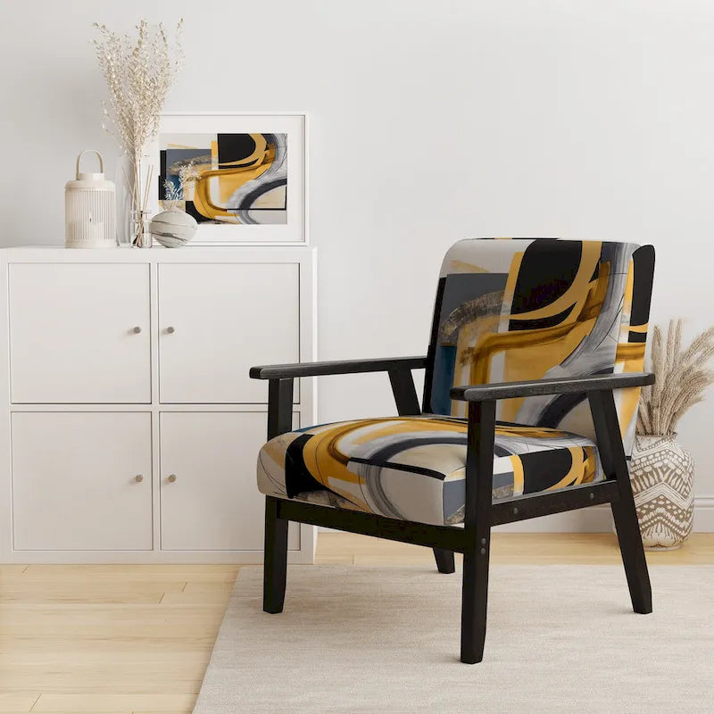 Designart  Glam Gold And Black Expression IV  Upholstered Modern & Contemporary Accent Chair and Modern & Contemporary Arm Chair