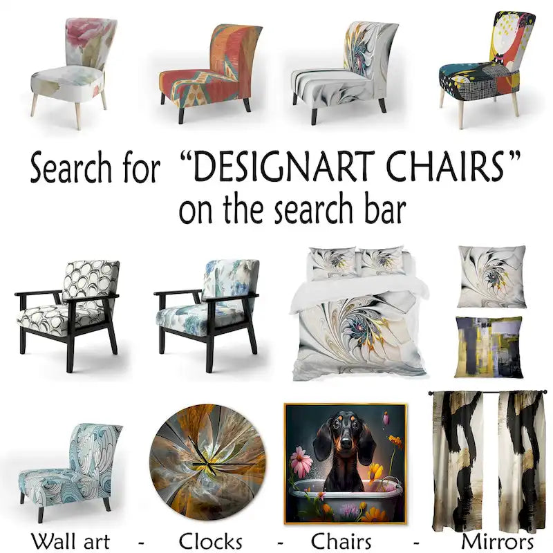 Designart  Glam Gold And Black Expression IV  Upholstered Modern & Contemporary Accent Chair and Modern & Contemporary Arm Chair