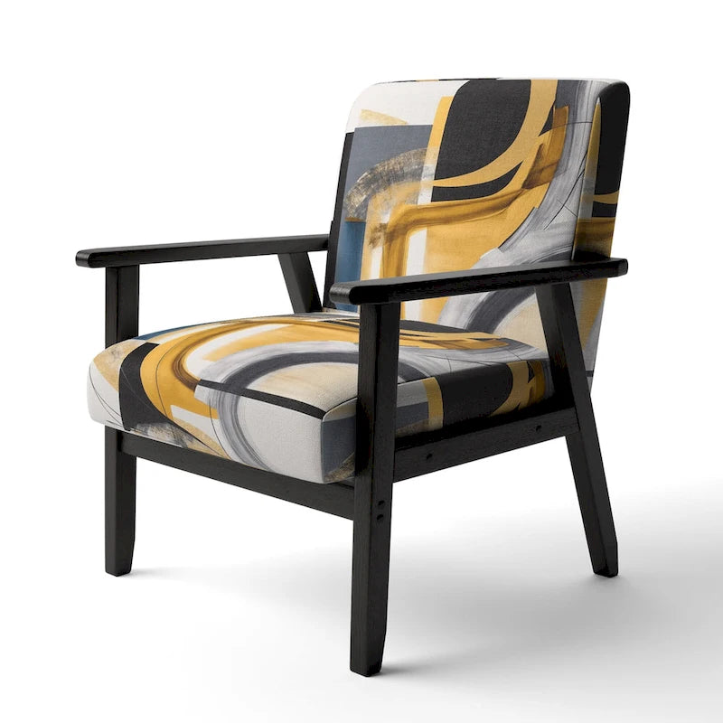 Designart  Glam Gold And Black Expression IV  Upholstered Modern & Contemporary Accent Chair and Modern & Contemporary Arm Chair
