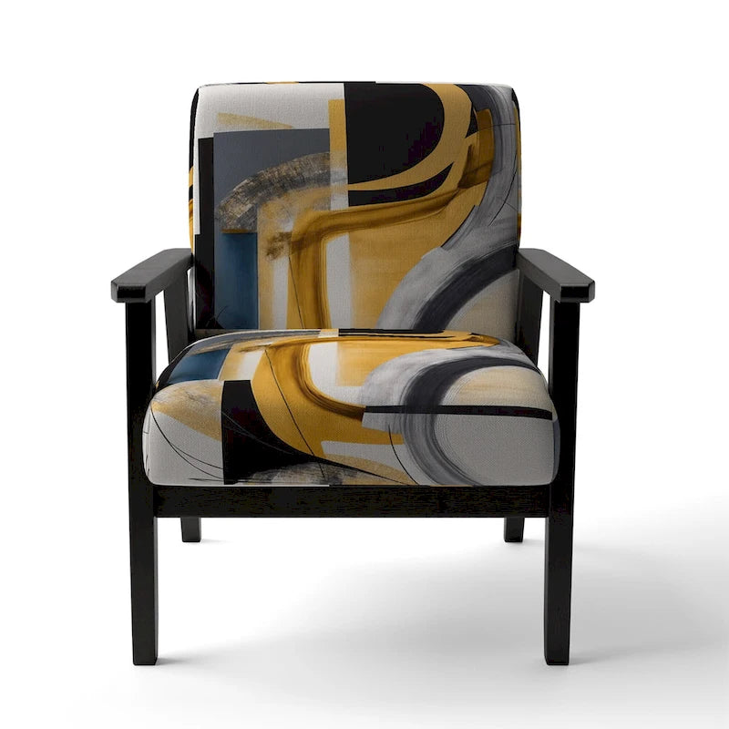 Designart  Glam Gold And Black Expression IV  Upholstered Modern & Contemporary Accent Chair and Modern & Contemporary Arm Chair