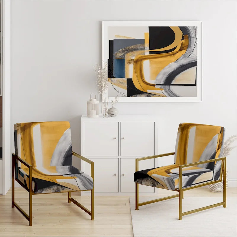 Designart  Glam Gold And Black Expression IV  Upholstered Modern & Contemporary Accent Chair and Modern & Contemporary Arm Chair