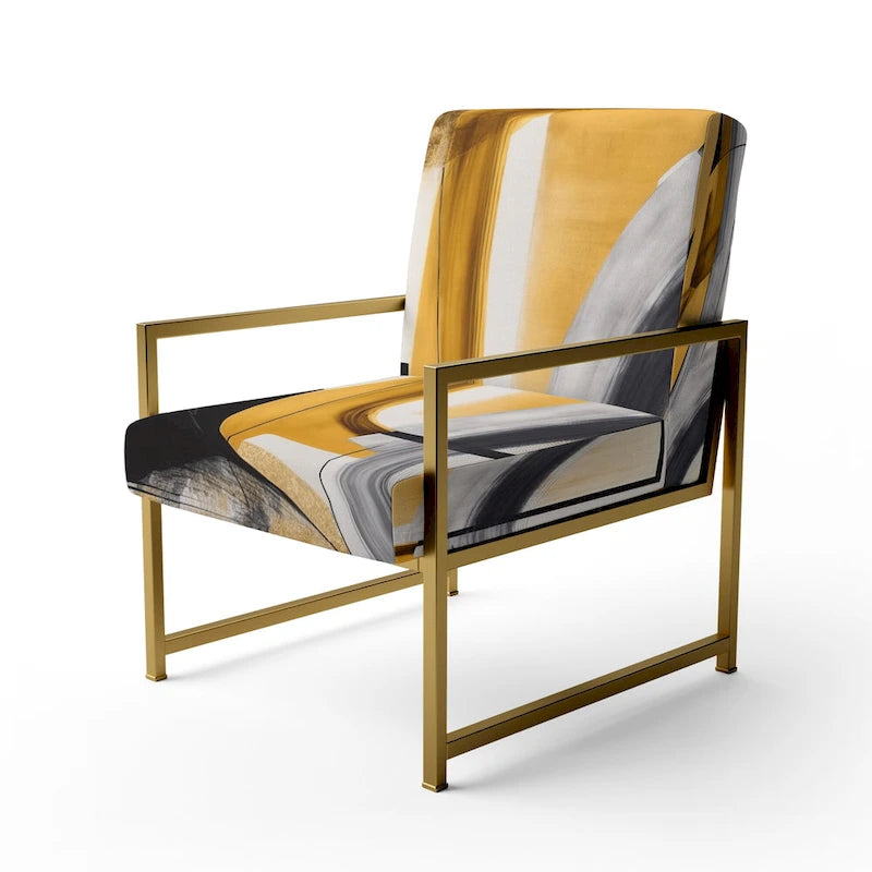 Designart  Glam Gold And Black Expression IV  Upholstered Modern & Contemporary Accent Chair and Modern & Contemporary Arm Chair
