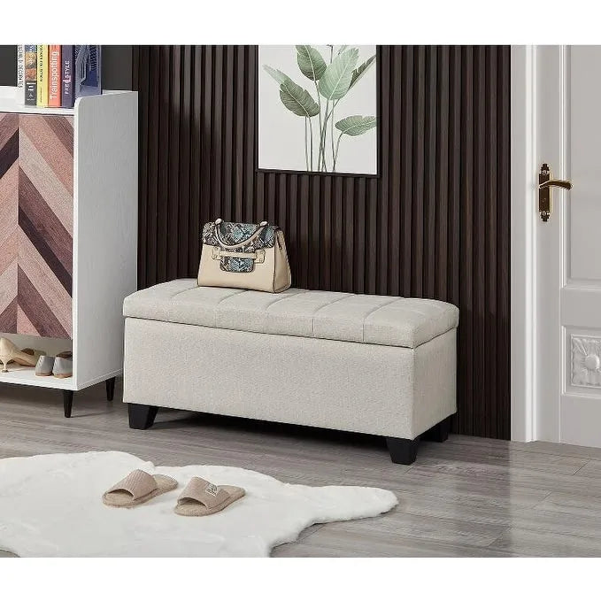 Upholstered storage rectangular bench