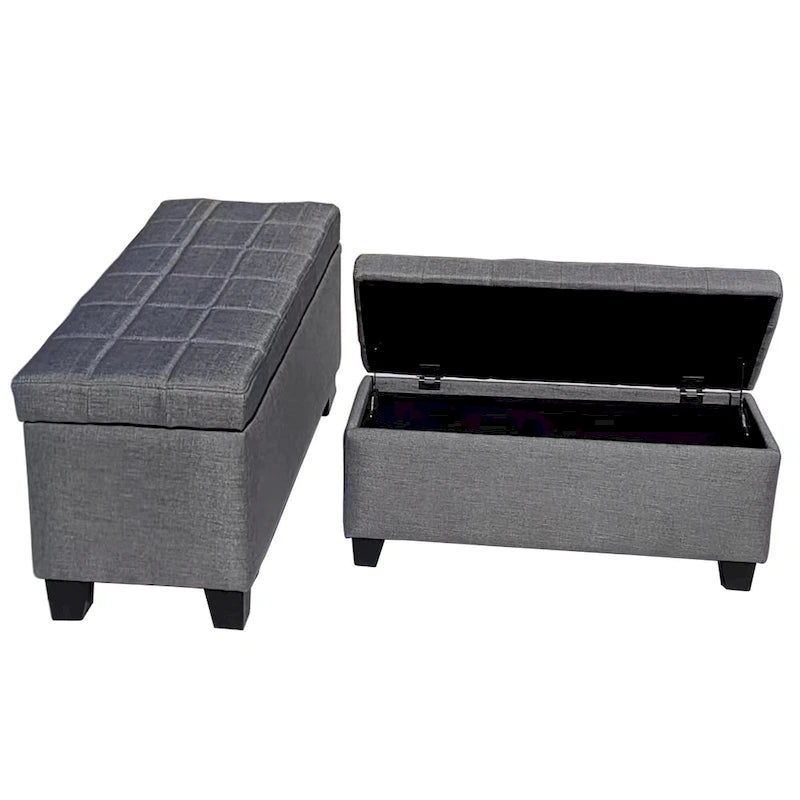 Upholstered storage rectangular bench