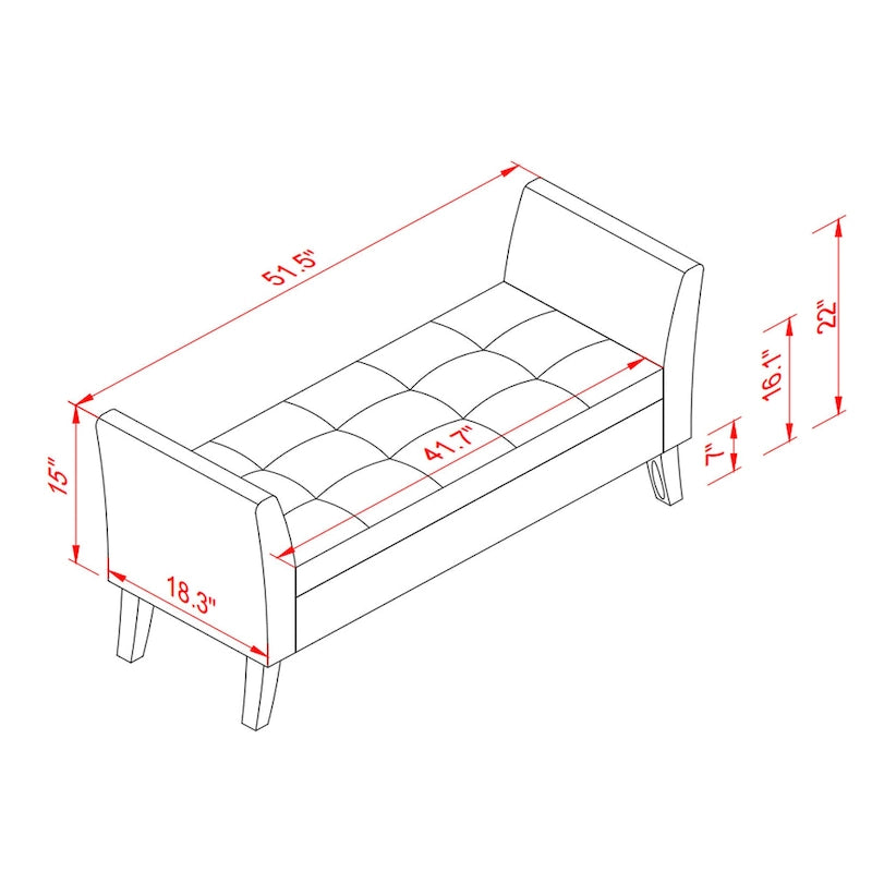 51.5  Velvet Bench with Storage