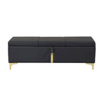 Elegant Upholstered Storage Bench with Metal Legs