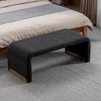 New Boucle Fabric Ottoman Footstool Bedroom Bench Shoe Bench With Gold Metal Legs