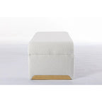 New Boucle Fabric Ottoman Footstool Bedroom Bench Shoe Bench With Gold Metal Legs