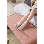 New Boucle Fabric Ottoman Footstool Bedroom Bench Shoe Bench With Gold Metal Legs