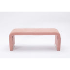 New Boucle Fabric Ottoman Footstool Bedroom Bench Shoe Bench With Gold Metal Legs
