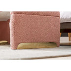 New Boucle Fabric Ottoman Footstool Bedroom Bench Shoe Bench With Gold Metal Legs