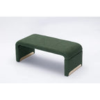 New Boucle Fabric Ottoman Footstool Bedroom Bench Shoe Bench With Gold Metal Legs